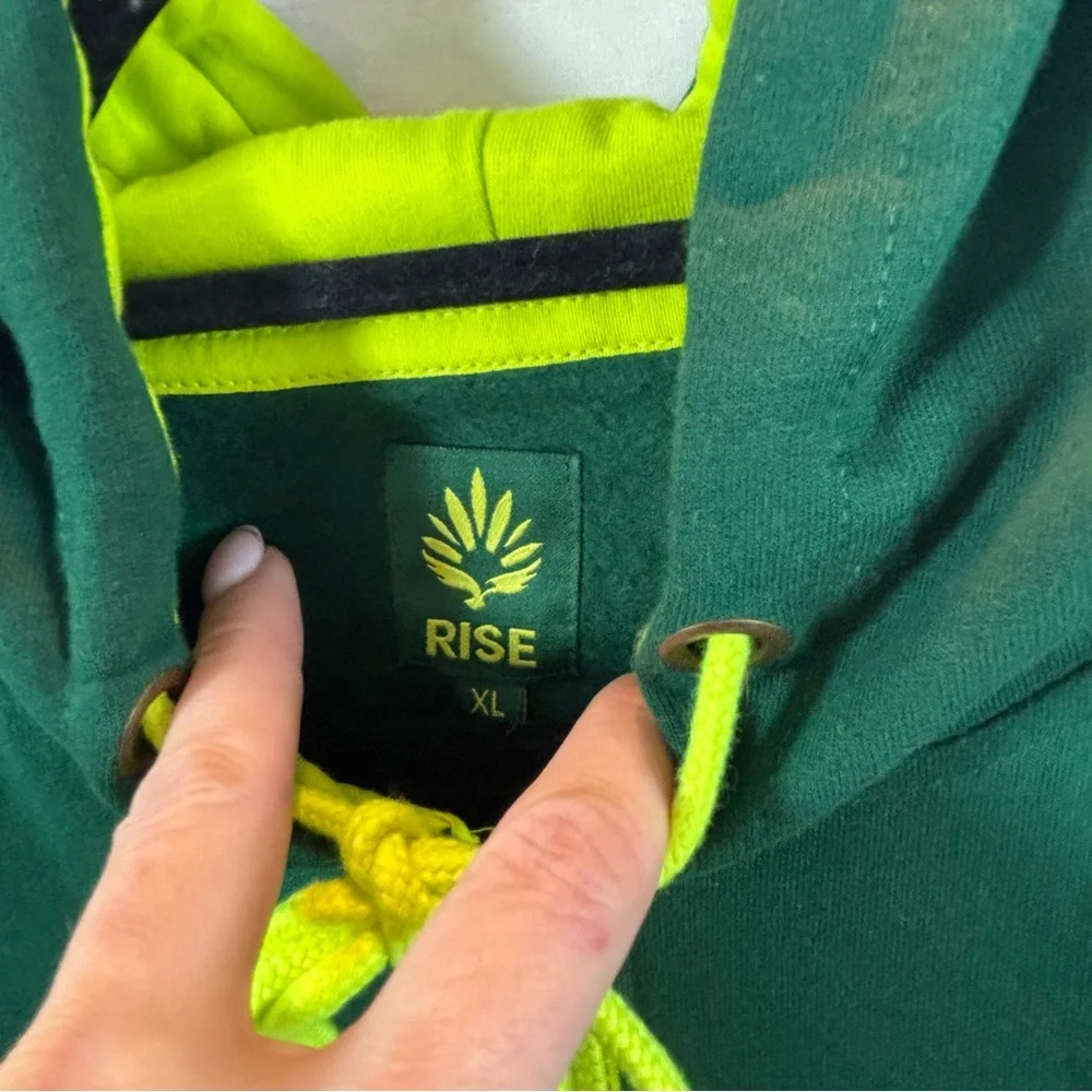Men’s Rise Dispensary Fill Zip Green Hoodie Anytime Anywhere Logo Size XL_7